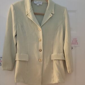 St. John Collection  Green Sage  Knit Blazer with Gold Buttons